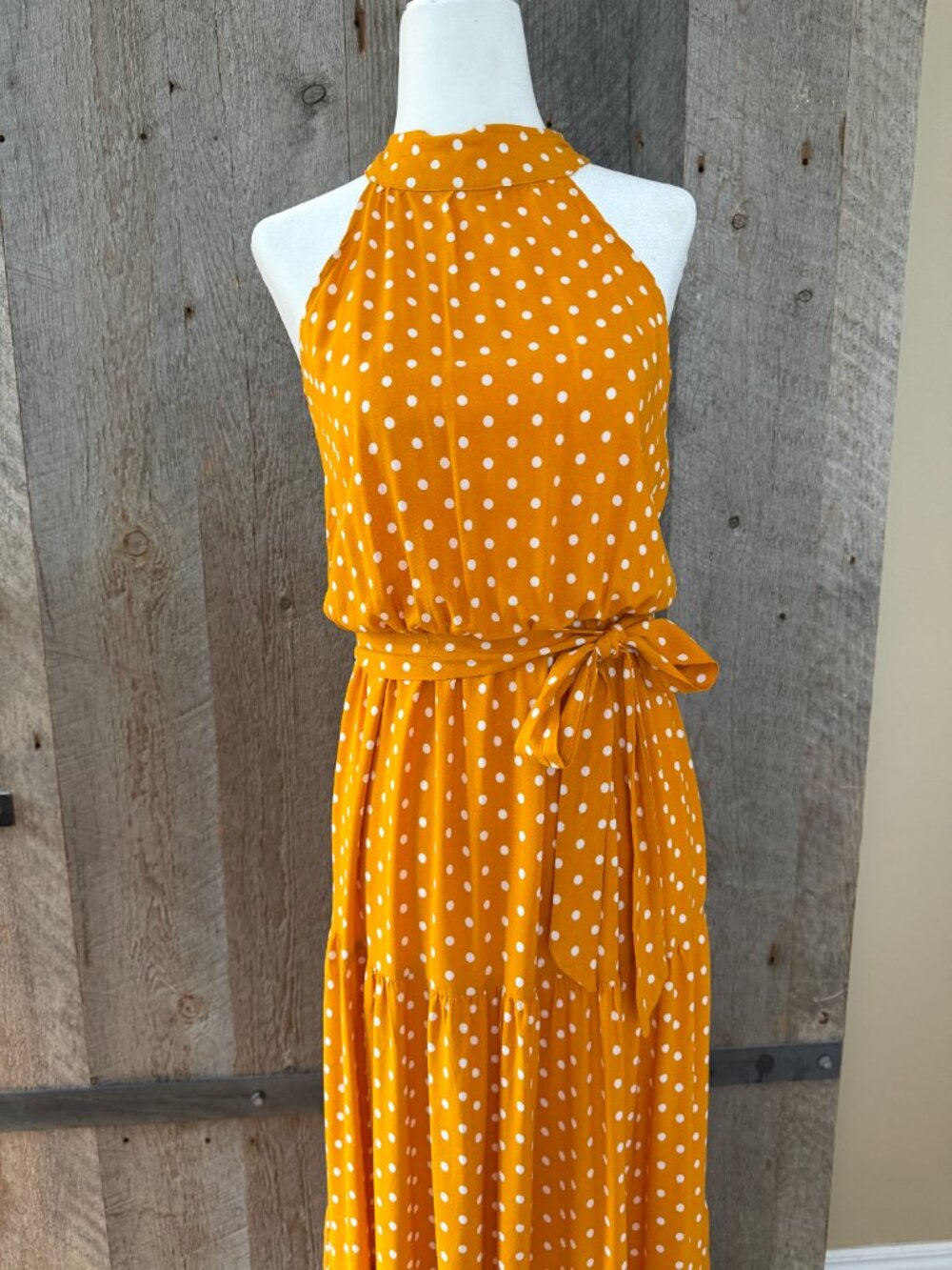 La Parisienne Yellow Dress with White Polkadots Size M - Picture 4 of 8